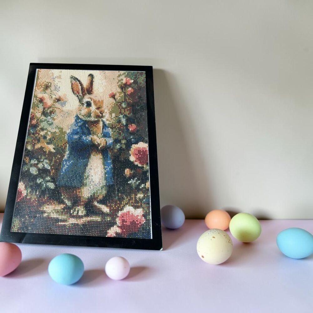 Handmade Peter Rabbit Diamond Art | Framed 15” x 11” | Completed Diamond Paintin